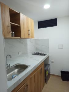 a kitchen with a sink and a counter top at Aparta estudio en Álamos in Pasto
