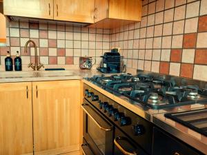 a kitchen with a stove top oven in a kitchen at Casa ai Tre Colli, Tres in Tres +46 photos