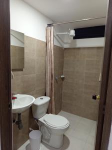 a bathroom with a toilet and a sink at Aparta estudio en Álamos in Pasto