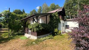a house with ivy growing on the side of it at Chata Białobrzeg in Białobrzeg Dalszy