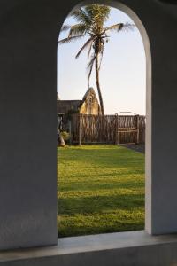 an archway with a palm tree in a yard at Curve Ahangama in Ahangama +1 photo