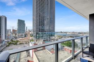 a view of a city from the balcony of a building at The Sanctuary King studio in Miami