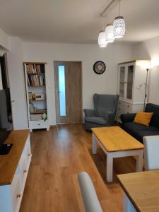 a living room with a couch and a table at Apartman AK Slatinany in Chrudim