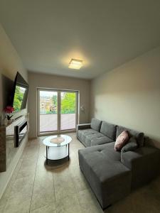 a living room with a couch and a table at City Centre Balcony Apartments in Wadowice