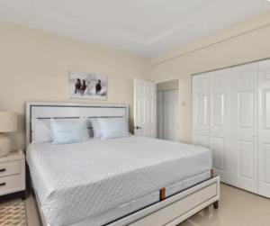 a white bedroom with a large bed with white walls at Deluxe suite in Portmore +11 photos