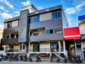 a group of motorcycles parked in front of a building at Hotel Gungun Jawai, Sumerpur in Sheoganj