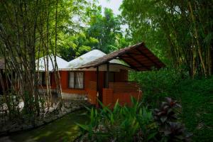 a small house in the middle of a forest at Kadkani River Resort Coorg in Siddapur