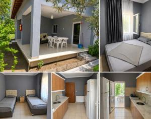 a small house with a kitchen and a dining room at Ören örtur tatil evleri in Ören