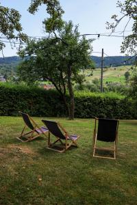 two chairs and a table in the grass at Pod Dzwonkiem in Jasienica +19 photos