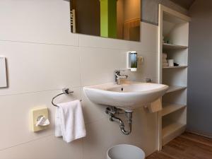 a bathroom with a sink and a toilet at Schlüter Hotel & Restaurant in Wankendorf +53 photos