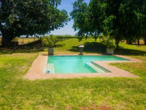 a swimming pool in the middle of a grass field at Lucca Lodge in Linton
