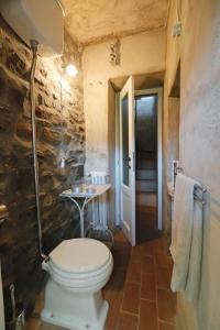 a bathroom with a toilet and a walk in shower at Casa Fernanda in Albiano