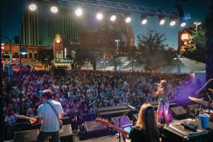 a crowd of people at a concert at night at Eldorado Reno Hotel & Casino - A Caesars Rewards Destination in Reno