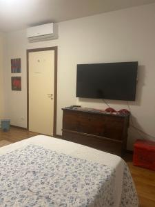 a bedroom with a bed and a flat screen tv at Alexis 1 in Novara