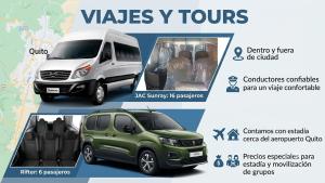 a flyer for a van with different types of vehicles at Hangar pista36 in Hacienda Santa Rosa