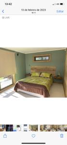 a bedroom with a bed and a window at Viejo Boldo hotel y cabañas in Curepto