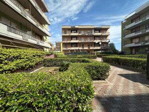 a walkway in front of a building with bushes at B&B Gino&Giulia in Aprilia