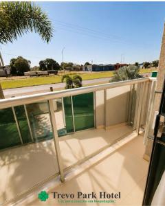 a view from the balcony of the tree top park hotel at Trevo Park Hotel in Nova Alvorada do Sul