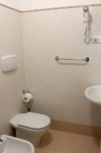a bathroom with a toilet and a sink at Agriturismo I TRE TIGLI in Rignano Flaminio