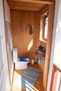 un piccolo bagno con un water e un lavandino di Bed and Breakfast da Toldo a Russo Altre 17 foto