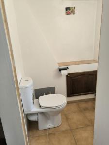a bathroom with a white toilet in a room at Sweet villa view 26 in Nyons