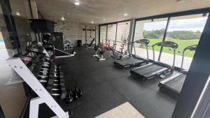 an overhead view of a gym with several tread machines at North beach Pinamar in Pinamar