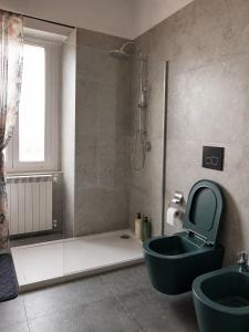 a bathroom with a shower and a toilet and a sink at La Casetta Noble House in Casoli