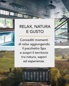 a sign in a building that says relax and nature cuisine at Hotel Terme Salvarola in Sassuolo