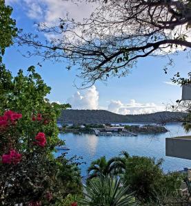 a view of a lake from a garden at Point Pleasant Resort® 1BR Suite with Ocean Views in Nazareth