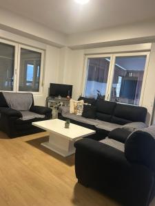 a living room with couches and a coffee table at Mila Todorovska in Star Dojran