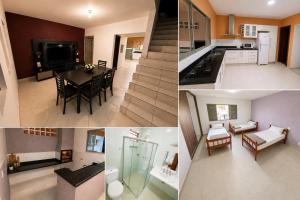 a collage of pictures of a kitchen and a living room at Morada 360 Casa Inteira para até 09 Pessoas in Sumaré