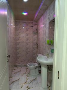 a bathroom with a sink and a toilet at G&G დასასვენებელი სახლი in Tsaghveri