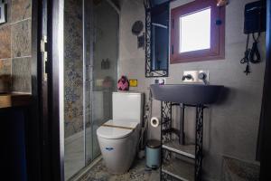 a small bathroom with a toilet and a sink at Alojamientos Chaouni in Chefchaouen +24 photos
