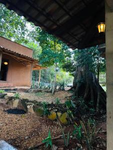 a tree in front of a house with a building at Varanda do Vale in Palmas