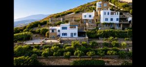 an aerial view of a house on a hill at andros prive suites in Kipri