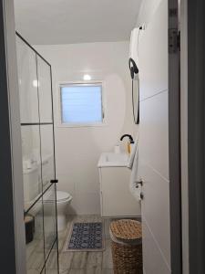 a bathroom with a toilet and a sink at Hofesh Yehonatan Hadas Garden Apt in Tiberias +13 photos