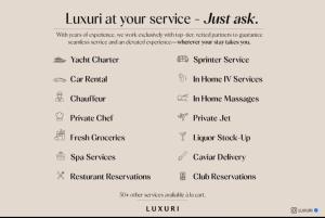a screenshot of a cell phone screen with a menu at Luxury 9-Bedroom Villa in Southwest Ranches with Private Pool, Jacuzzi, and Movie Theater, Sleeps 20 in Miami
