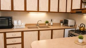 a kitchen with a sink and a microwave at اويسس Oasis in Jeddah
