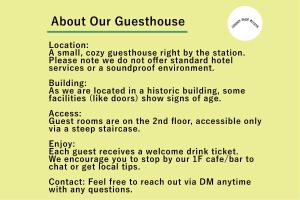 a screenshot of a page of a questionnaire about our guesthouse at CORNER SHOP Miyota in Miyota
