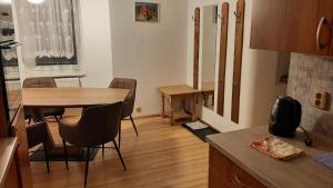 a kitchen with a table and chairs in a room at Apartmán vila Vítkovice in Vítkovice