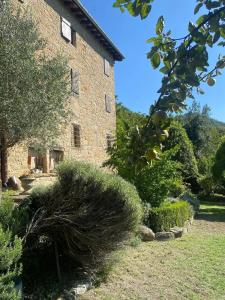 a large brick building with trees and bushes at Borgo Vercallo in Case la Selva