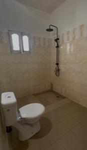 a bathroom with a toilet and a shower at Bk House in Pointe-Noire