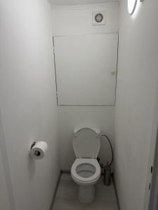 a small bathroom with a toilet in a stall at Green Studio Martin in Martin +17 photos