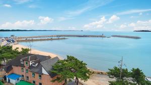 an aerial view of a large body of water at mongsanpo cueogpensyeon in Taean +16 photos