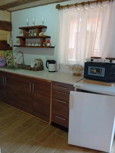 a kitchen with a sink and a stove at Гірська яфина in Myta