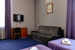 a living room with a couch and a tv at Araks Hotel Complex in Gyumri