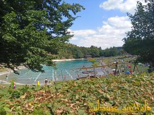 a group of people swimming in a lake at Zuhause Am Wald in Brilon