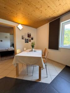 a dining room with a table and chairs at Apartment Sophia in Rangersdorf