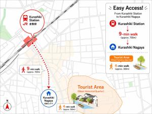 a map of the reconstruction of the tourist area at 倉敷ながや Kurashiki Nagaya 美観地区徒歩4分 一棟貸切 無料駐車場あり 最大9名 in Kurashiki +26 photos