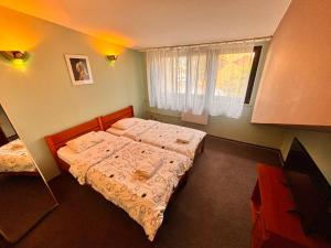 a bedroom with a bed and a window at Dwór Złoty Bażant in Olsztyn